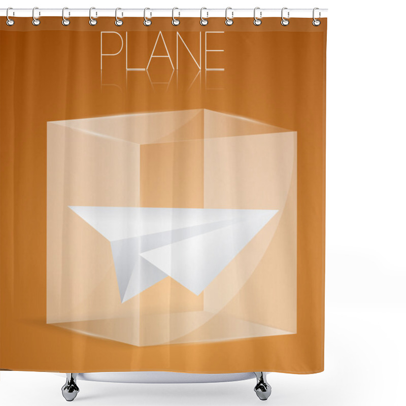 Personality  Paper Airplane In Glass Box. Vector Illustration. Shower Curtains