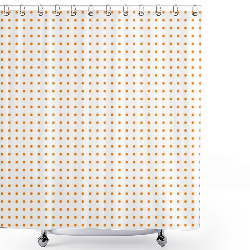 Personality  Orange Polka Dots On White Background    Shower Curtains