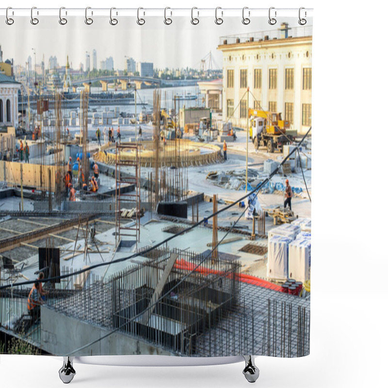 Personality  Construction Site Building In City Center Shower Curtains