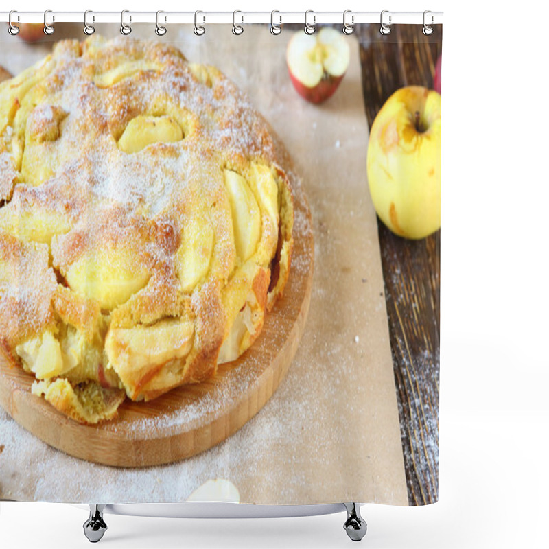 Personality  Delicious And Flavorful Cake With Slices Of Apples Shower Curtains