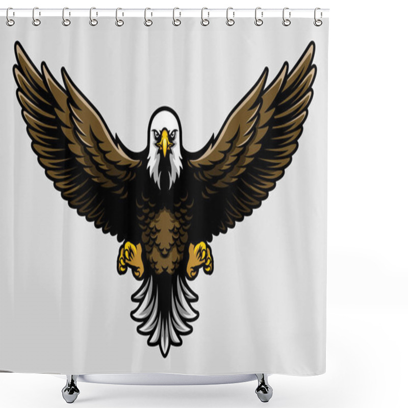 Personality  American Bald Eagle With Open Wings And Claws In Cartoon Style Shower Curtains