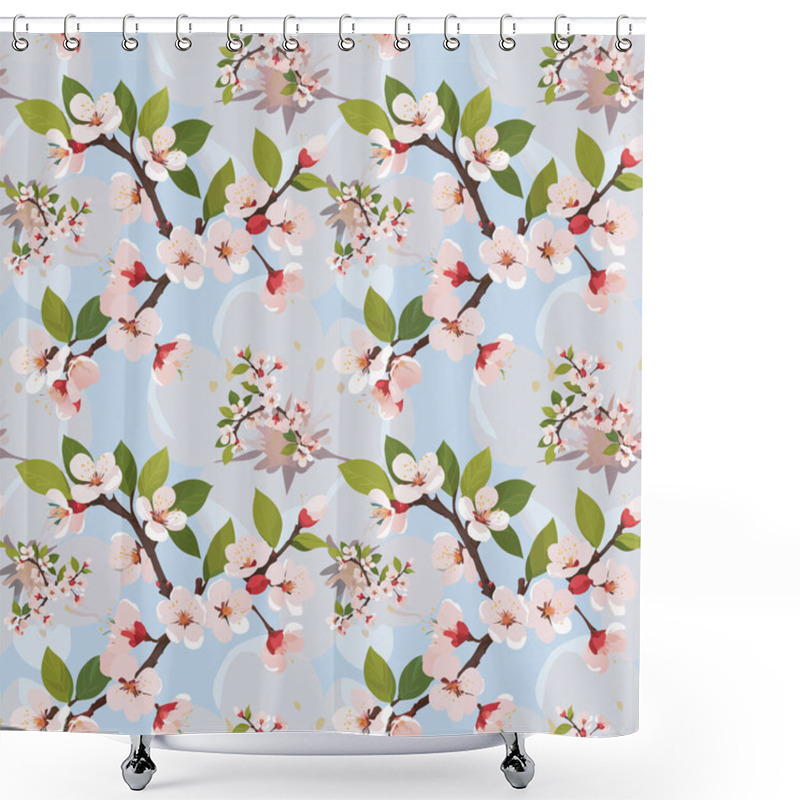 Personality  Delicate Pastel Cherry Blossoms Print Shower Curtains