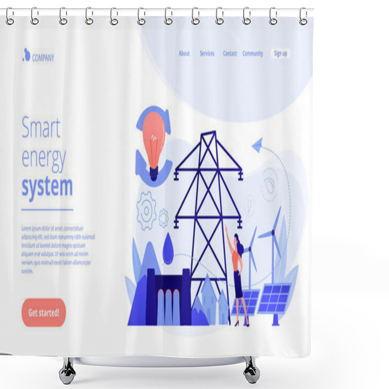 Personality  Sustainable Energy Concept Landing Page. Shower Curtains