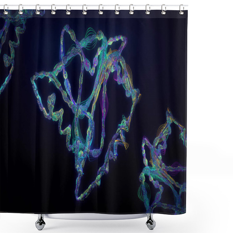 Personality  Chain Of Amino Acid Or Biomolecules Called Protein - 3d Illustration Shower Curtains