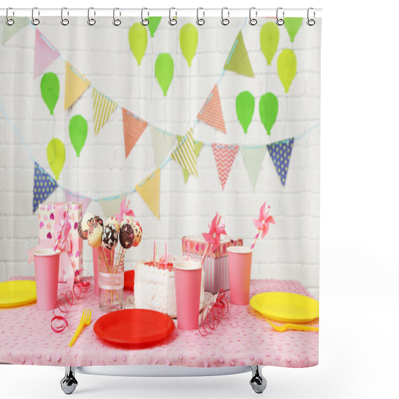 Personality  Prepared Birthday Table For Children Party Shower Curtains