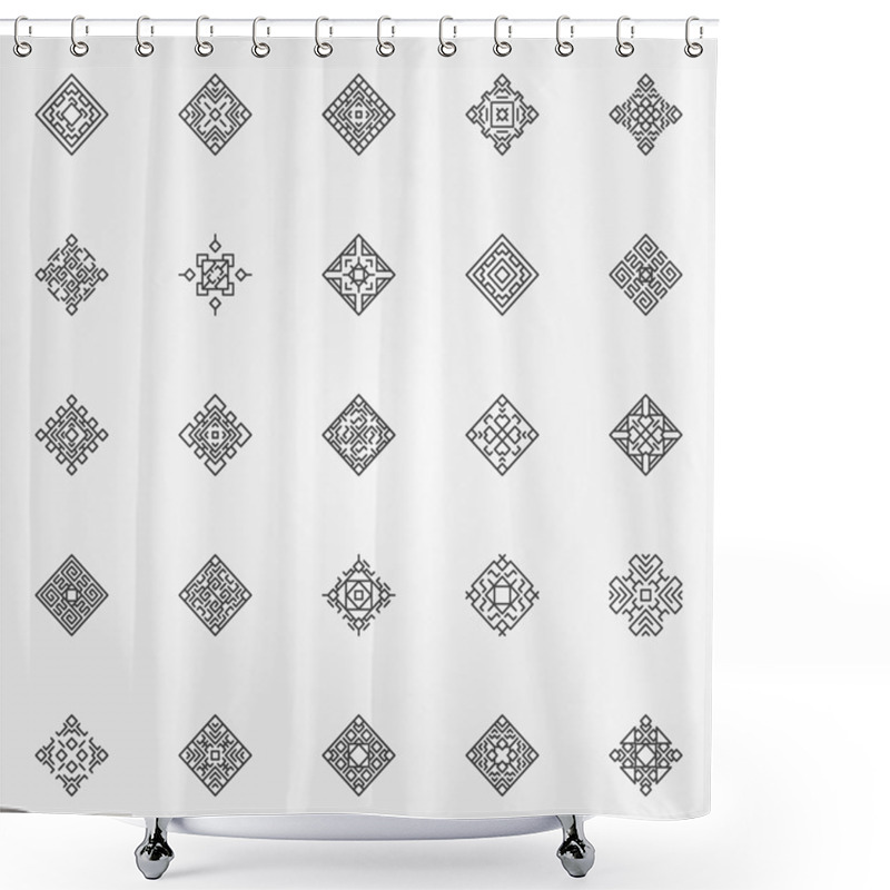 Personality  Ethnic Geometric Icons Set Shower Curtains