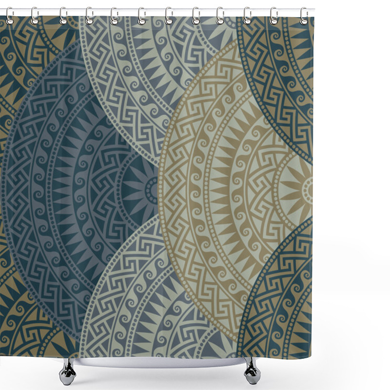 Personality  Vector Seamless Greek Round Ornament, Meander Shower Curtains