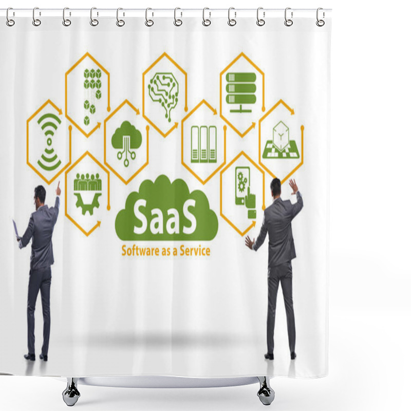 Personality  Software As A Service - SaaS Concept With Businessman Shower Curtains