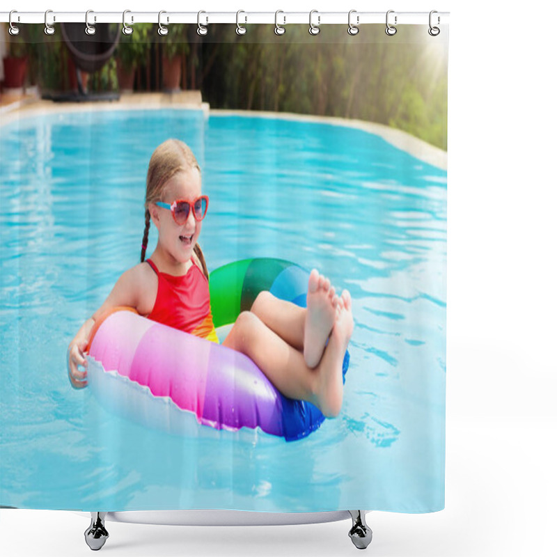 Personality  Child In Swimming Pool. Kids Swim. Water Play. Shower Curtains