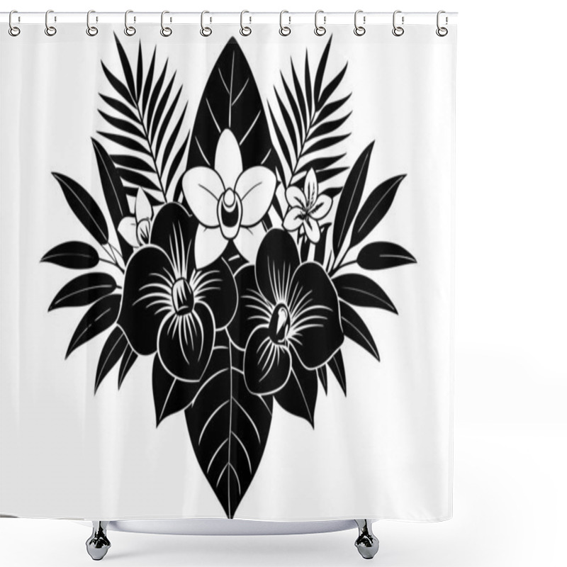 Personality  Vibrant Tropical Luxurious Flower Bouquet Vector Illustration Design Shower Curtains