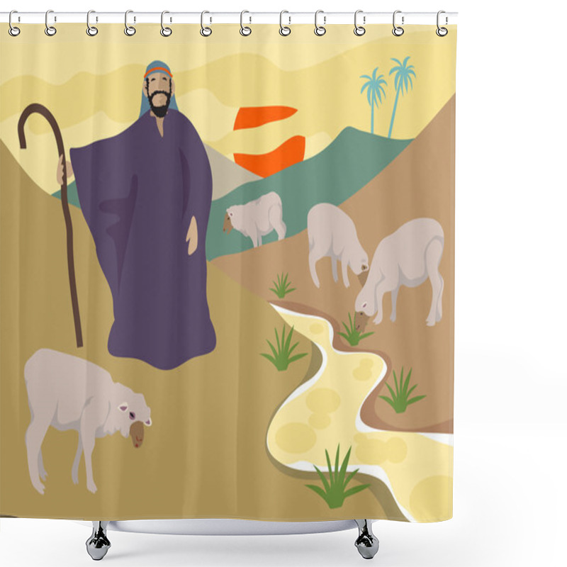 Personality  Jesus The Good Shepherd Who Takes Care Of His Sheep. Shower Curtains