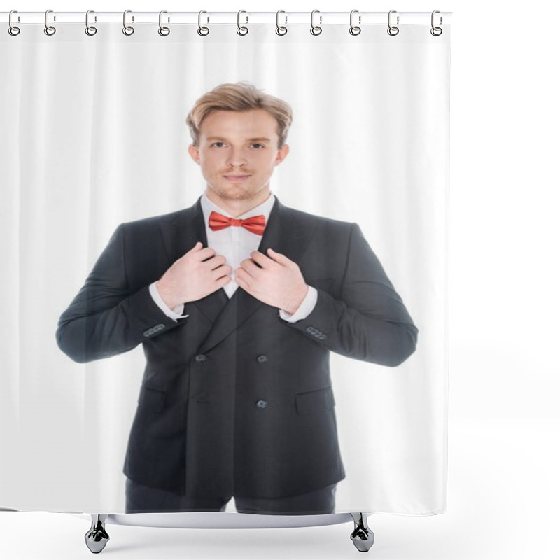 Personality  Man In Suit And Bow Tie   Shower Curtains