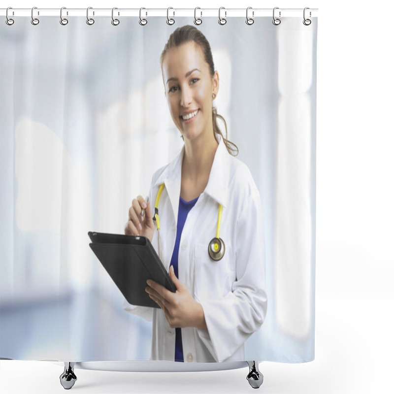 Personality  Female Doctor At The Hospital. Shower Curtains