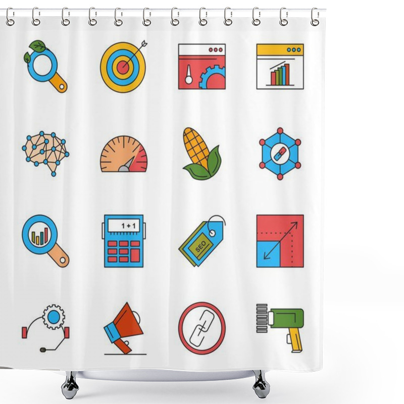 Personality  16 Different Universal Icons For Mobile Application And Website, Vector Illustration  Shower Curtains