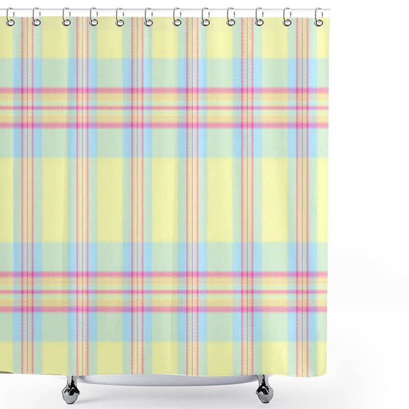 Personality  Delightful Pastel Plaid Pattern In Soft Yellow, Light Blue, And Pink.  Perfect For Textile Designs, Scrapbooking, Website Backgrounds, Or Any Project Needing A Cheerful, Delicate Aesthetic. Shower Curtains