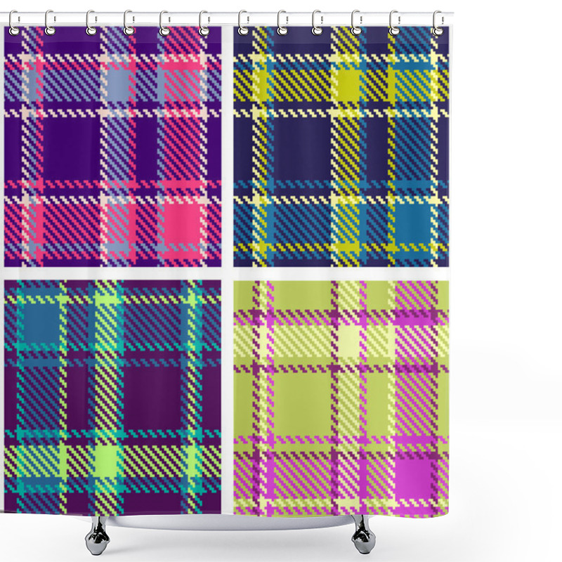 Personality  Set Of Seamless Checkered Vector Plaid Pattern Shower Curtains