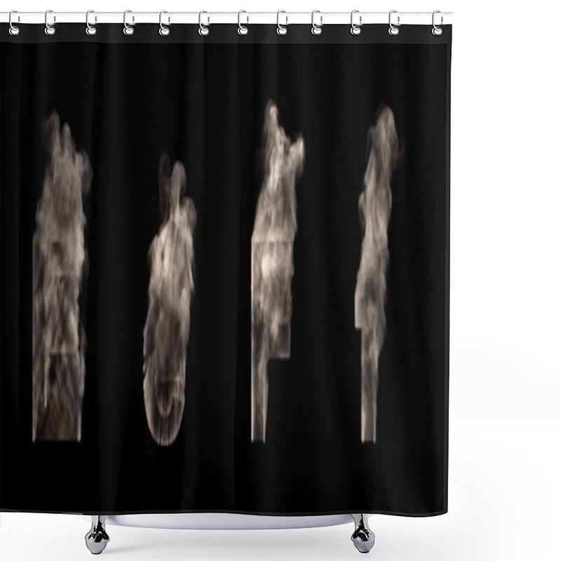 Personality  Capital (uppercase) And Lowercase Letters E And F Made Of Heavy Smoke Or Fog Isolated On Black, Artistic Scary Font - 3D Illustration Of Symbols Shower Curtains