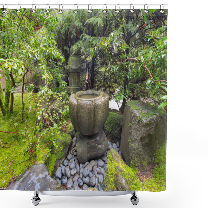 Personality  Tsukubai Water Fountain At Japanese Garden Shower Curtains