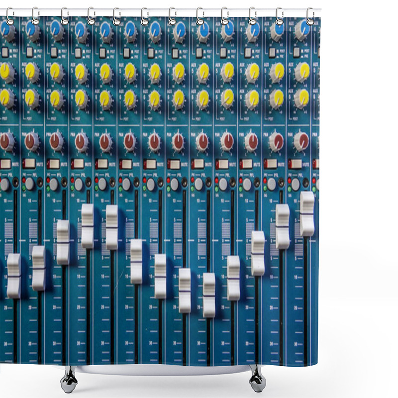 Personality  Closeup Of A Music Mixer Shower Curtains