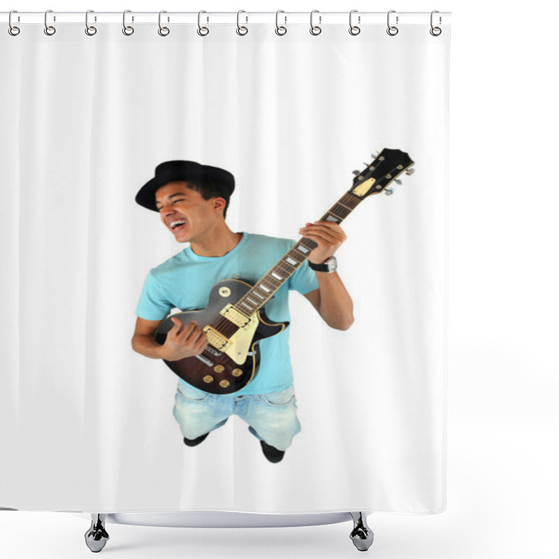 Personality  Young Man Playing A Guitar Shower Curtains