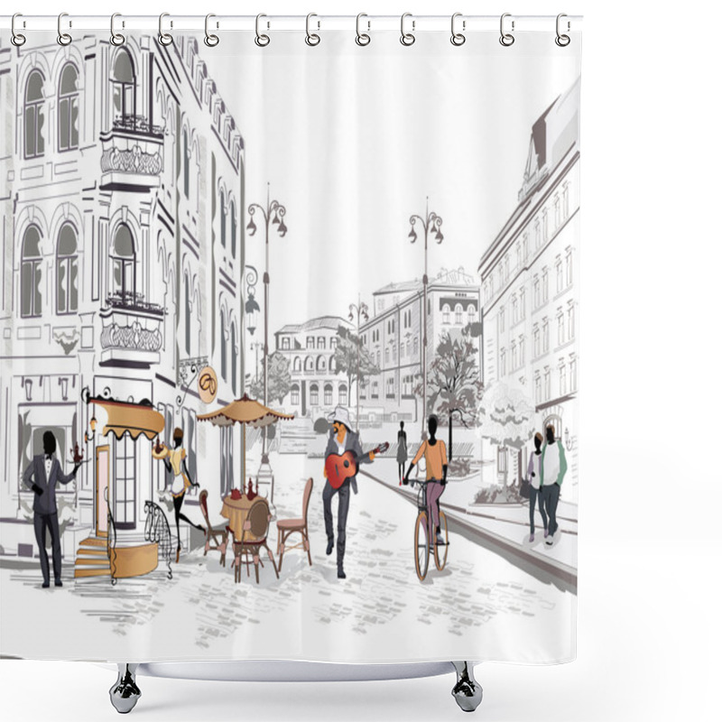 Personality  Series Of The Streets With People In The Old City Shower Curtains