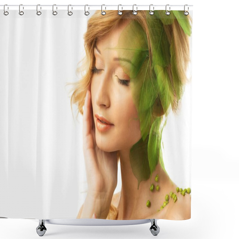 Personality  Dreaming Young Woman In Conceptual Spring Costume  Shower Curtains