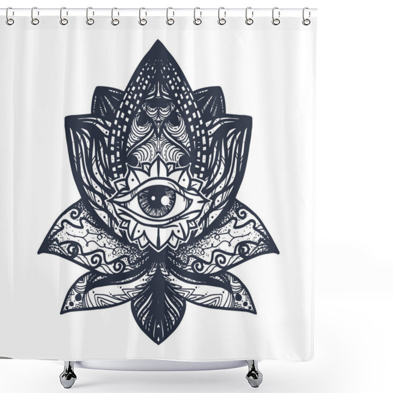 Personality  Eye On Lotus Tattoo Shower Curtains