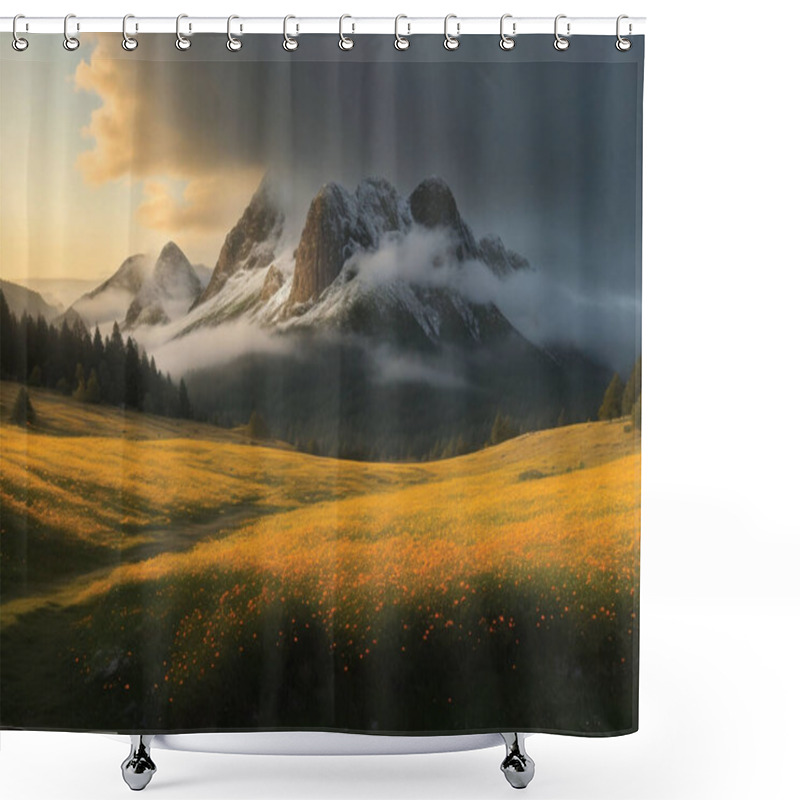 Personality  Mountains And Valleys Of Wildflowers Shower Curtains