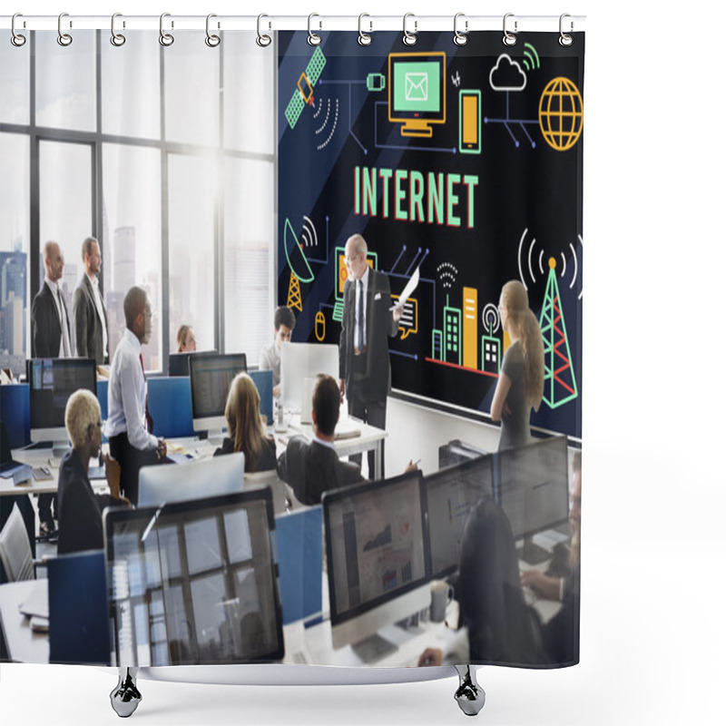 Personality  Business People Working And Internet Shower Curtains