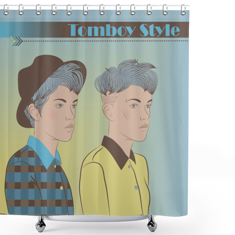 Personality  Girls In The Style Of Tomboy Shower Curtains