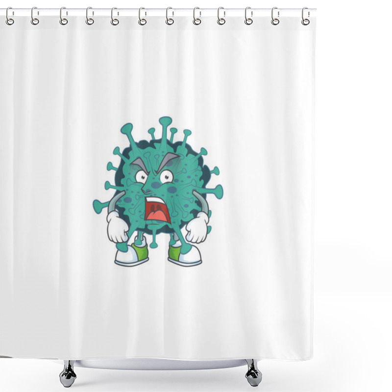 Personality  Critical Coronavirus Mascot Design Concept Showing Angry Face Shower Curtains