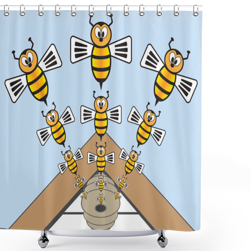 Personality  Bees Bursting Out Of Hive Shower Curtains