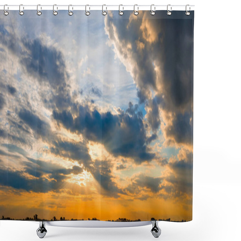 Personality  Dramatic Sunset Over The Cloudy Sky, Evening Natural Background Shower Curtains