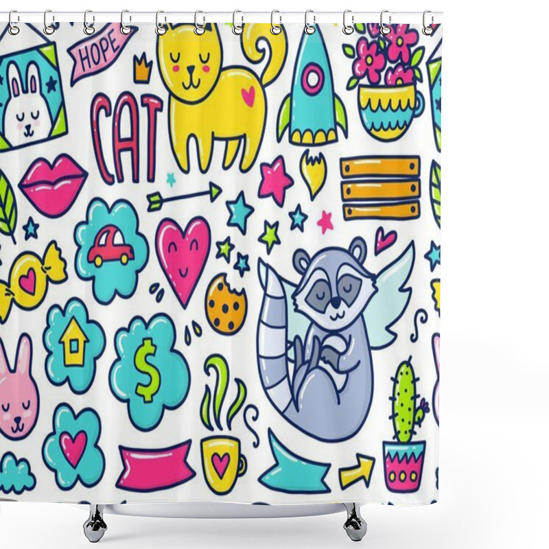 Personality  Doodle Cute Pattern Shower Curtains