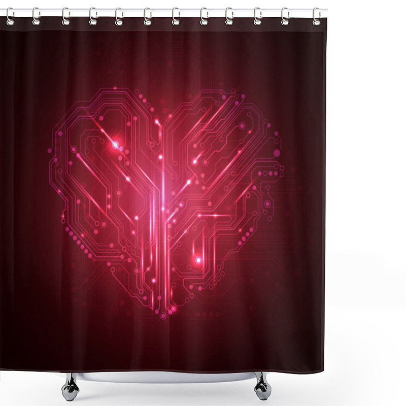 Personality  Circuit Board Heart Background - Creative Idea Vector Shower Curtains