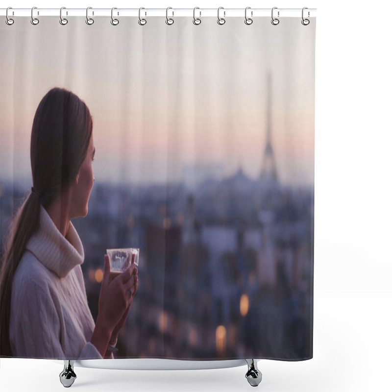 Personality  Woman  With Cup Of Coffee Shower Curtains