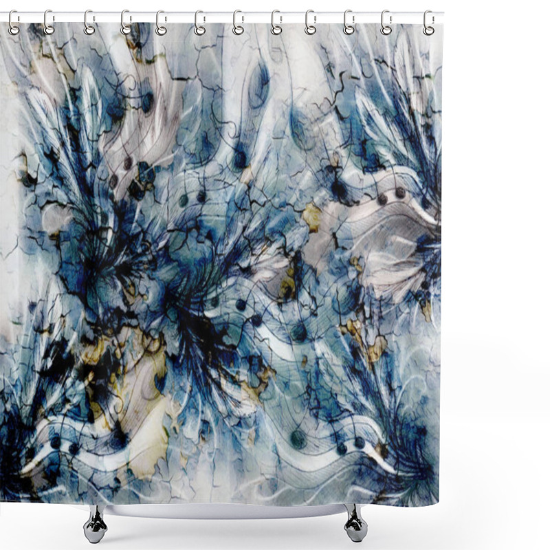 Personality  Composition Of Feathers, Notes And Note Lines, Music Theme With Ornamental Background. Shower Curtains