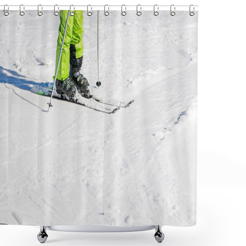 Personality  Skier On A Snowy Slope On A Sunny Day. Leisure Shower Curtains