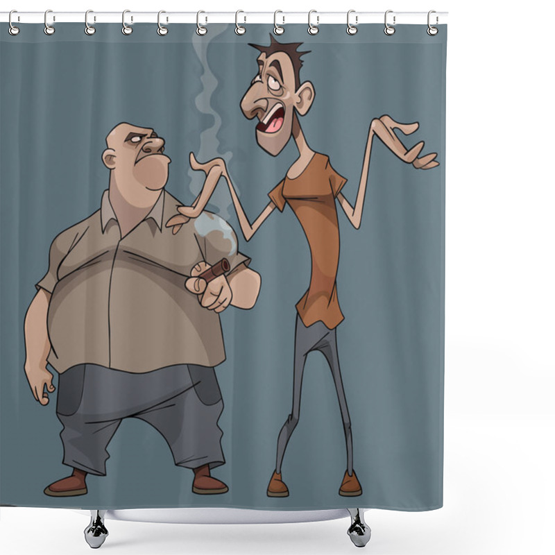 Personality  Cartoon Man With Cigar Angrily Looks At His Opponent Shower Curtains