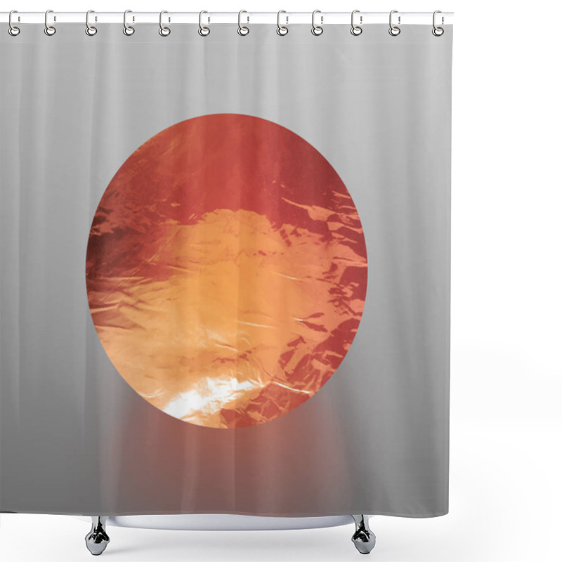 Personality  Stock Vector Illustration Shiny, Sparkly Copper Leaf Circle. Metal Foil Texture Isolated On Gray Background. Shower Curtains