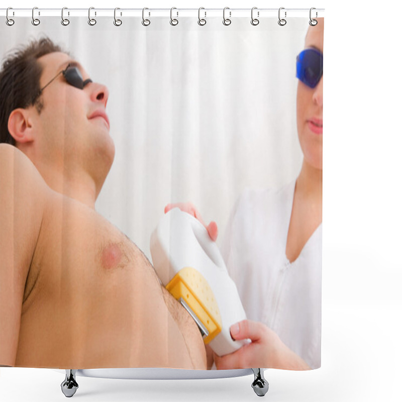 Personality  Man Having Pulsed Light Hair Removed Shower Curtains