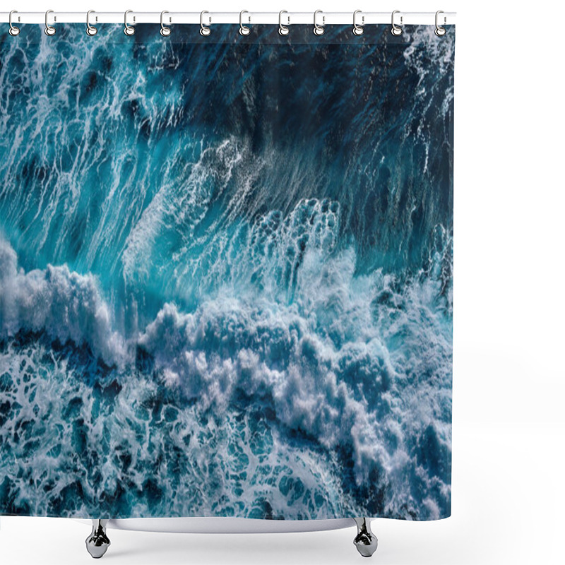 Personality  Aerial View To Seething Waves With Foam. Waves Of The Sea Meet Each Other During High Tide And Low Tide. Shower Curtains