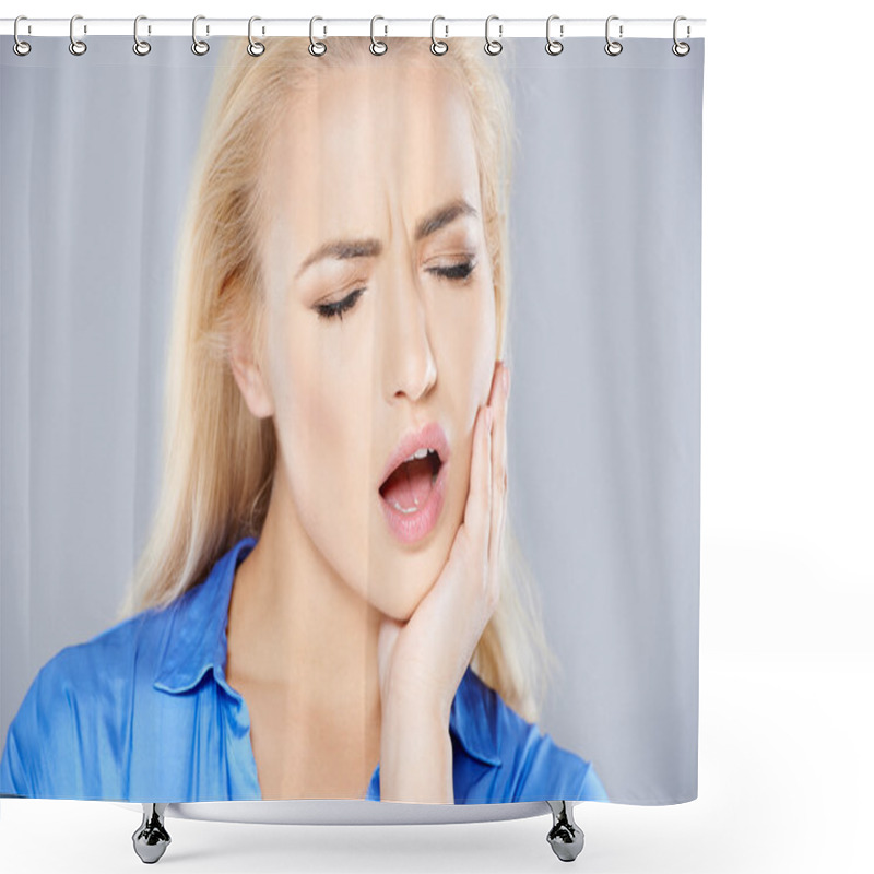 Personality  Young Woman With Bad Tooth Ache Shower Curtains