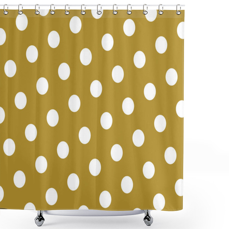 Personality  Seamless Polka Dots Wallpaper Background In Gold And White. Classic Fashion Vector Backdrop. Shower Curtains