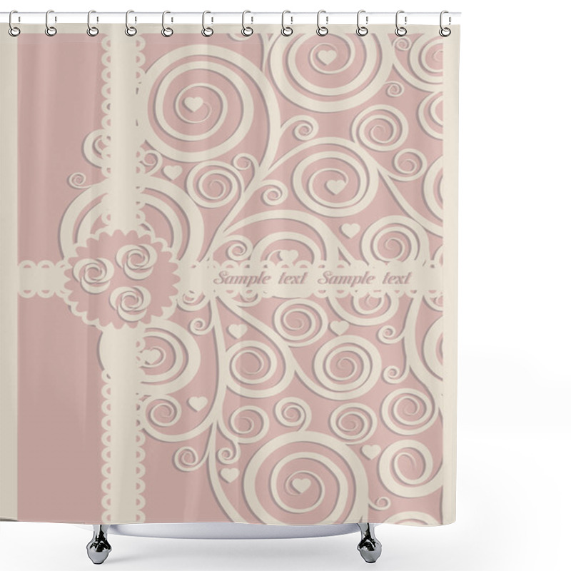 Personality  Wedding Card With Abstract Floral Background Shower Curtains