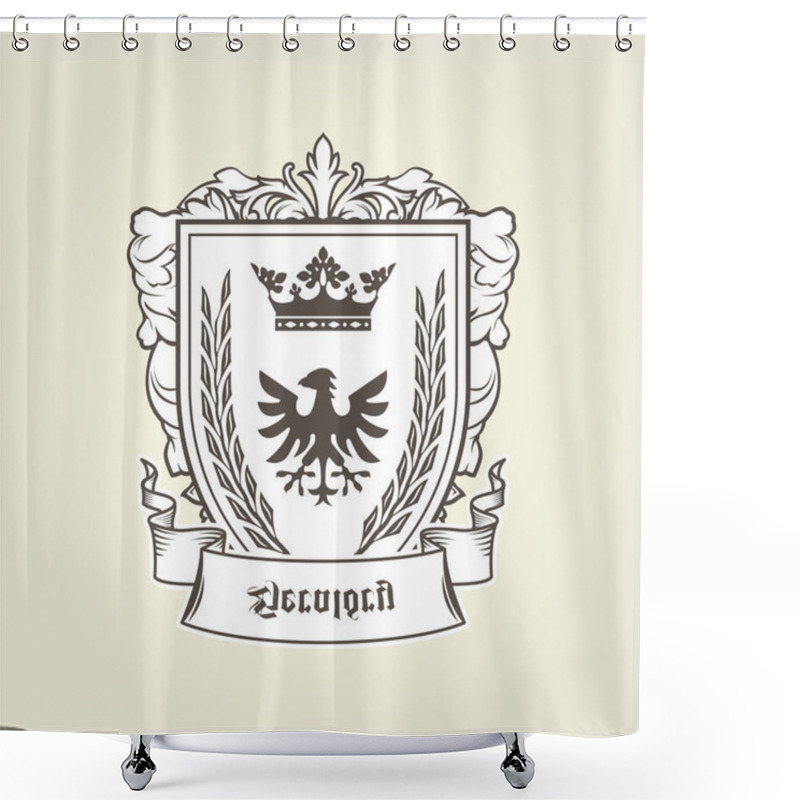 Personality  Coat Of Arms With Heraldic Eagle On Shield, Imperial Emblem Shower Curtains