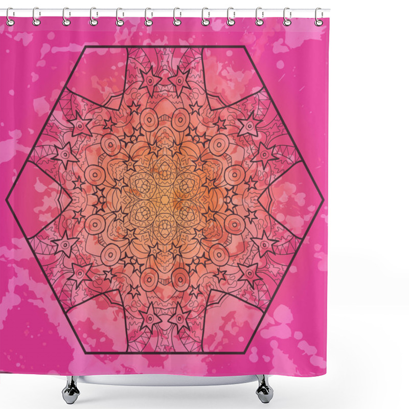 Personality  Oriental Mandala Motif In Pink Shower Curtains