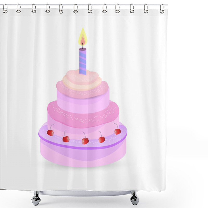 Personality  Vector Birthday Cake. Vector Illustration. Shower Curtains