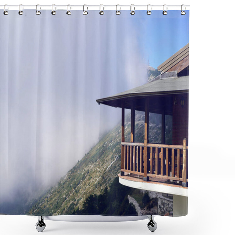 Personality  A Rugged Mountain Trail Disappears Into Thick Fog, Creating An Eerie And Mysterious Atmosphere. The Rocky Path, Surrounded By Sparse Vegetation And Mist, Evokes A Sense Of Adventure, Solitude, And Exploration. Shower Curtains