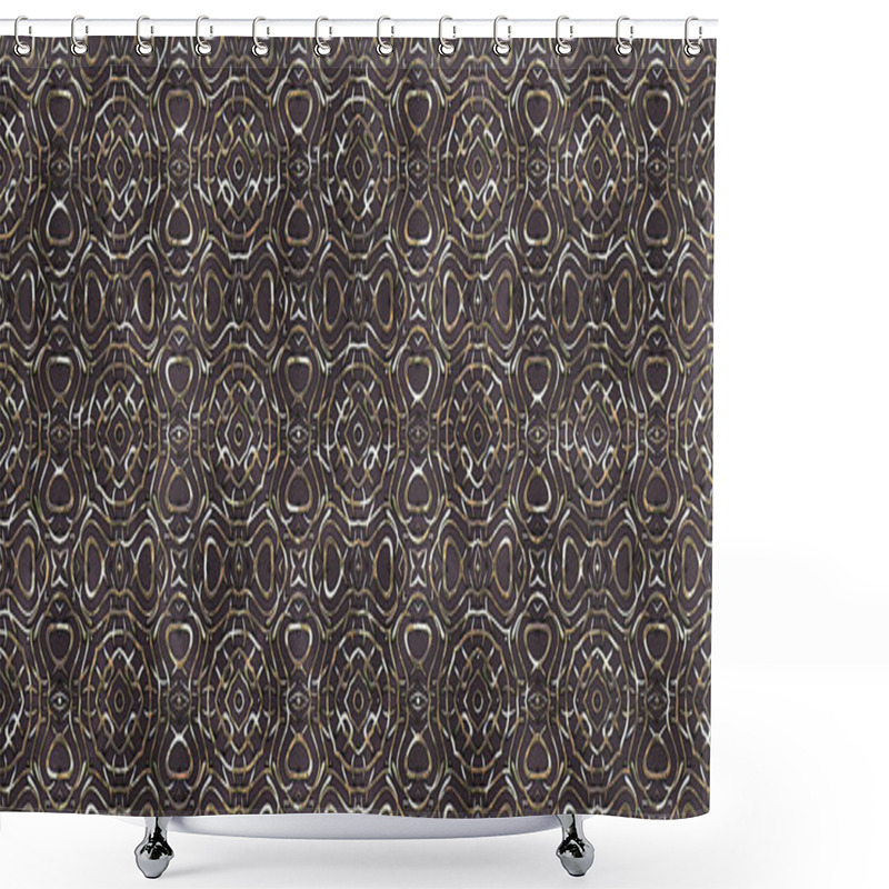 Personality  Luxury Regal Seamless Pattern With Silver Mesh Ornament In Style Of Fashion On Colorful Fabric Background. Design For Wallpapers And Textile Print. Luxurious Glossy Metalwork Fantasy Texture. Shower Curtains